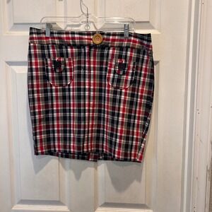 Zinc Plaid Mini Skirt Juniors Size 13 Red Blue White Cute Pocket Detail‎ Y2K